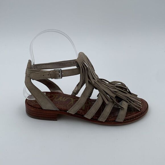 Sam Edelman fringe tan leather buckle sandals woman’s size 5 - Picture 4 of 10